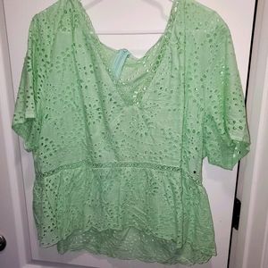 Sheer cutout detail blouse